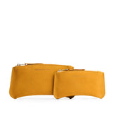 Dijon | Large and Small pouches with a top zipper and unique curved bottom