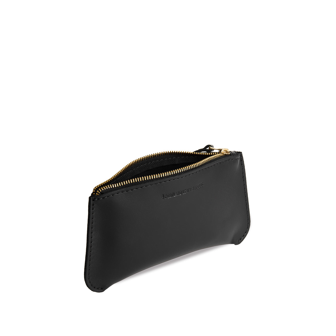 Black*Large | Small pouch with a top zipper and unique curved bottom