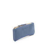 Denim Small | Small pouch with a top zipper and unique curved bottom