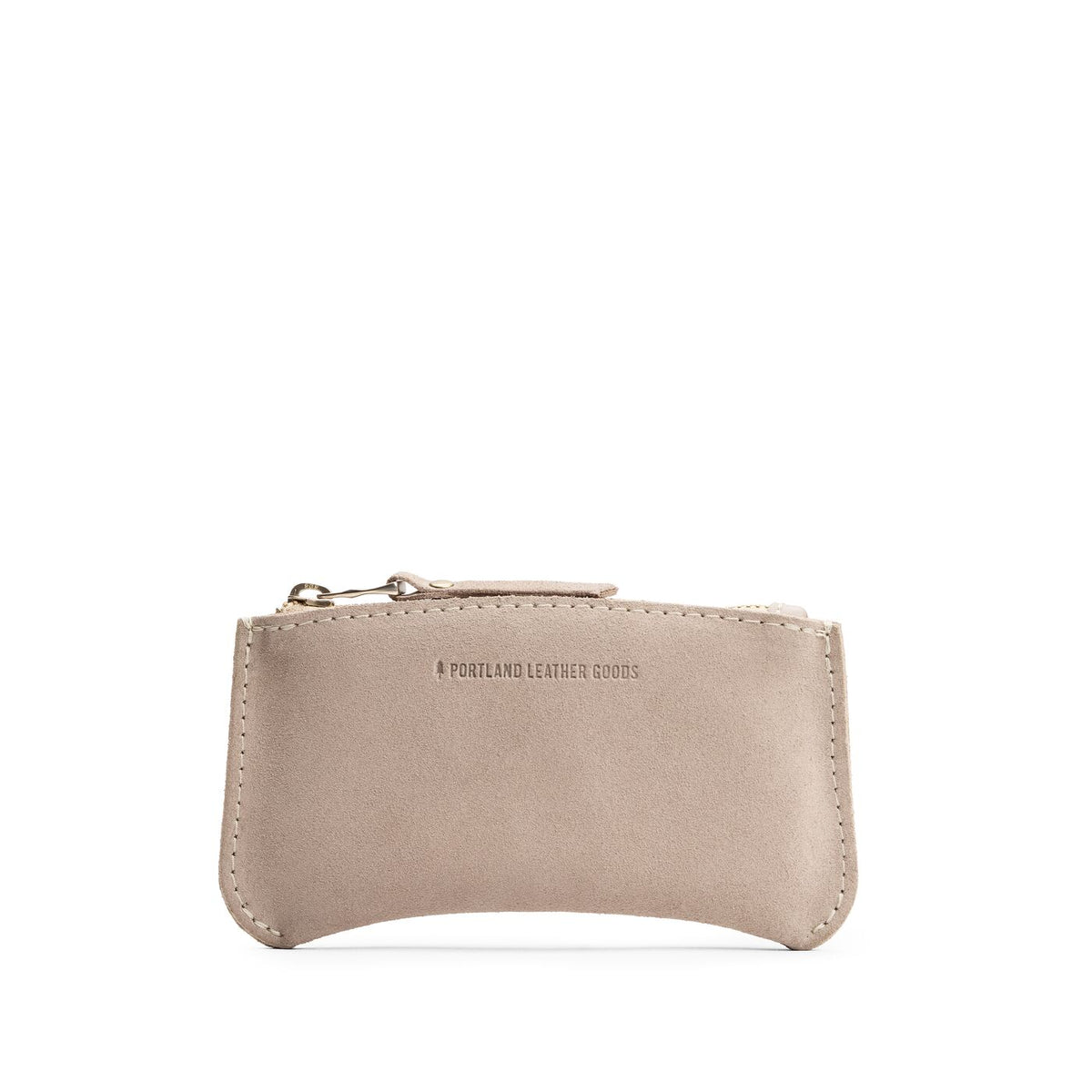 Taupe*Small | Small pouch with a top zipper and unique curved bottom