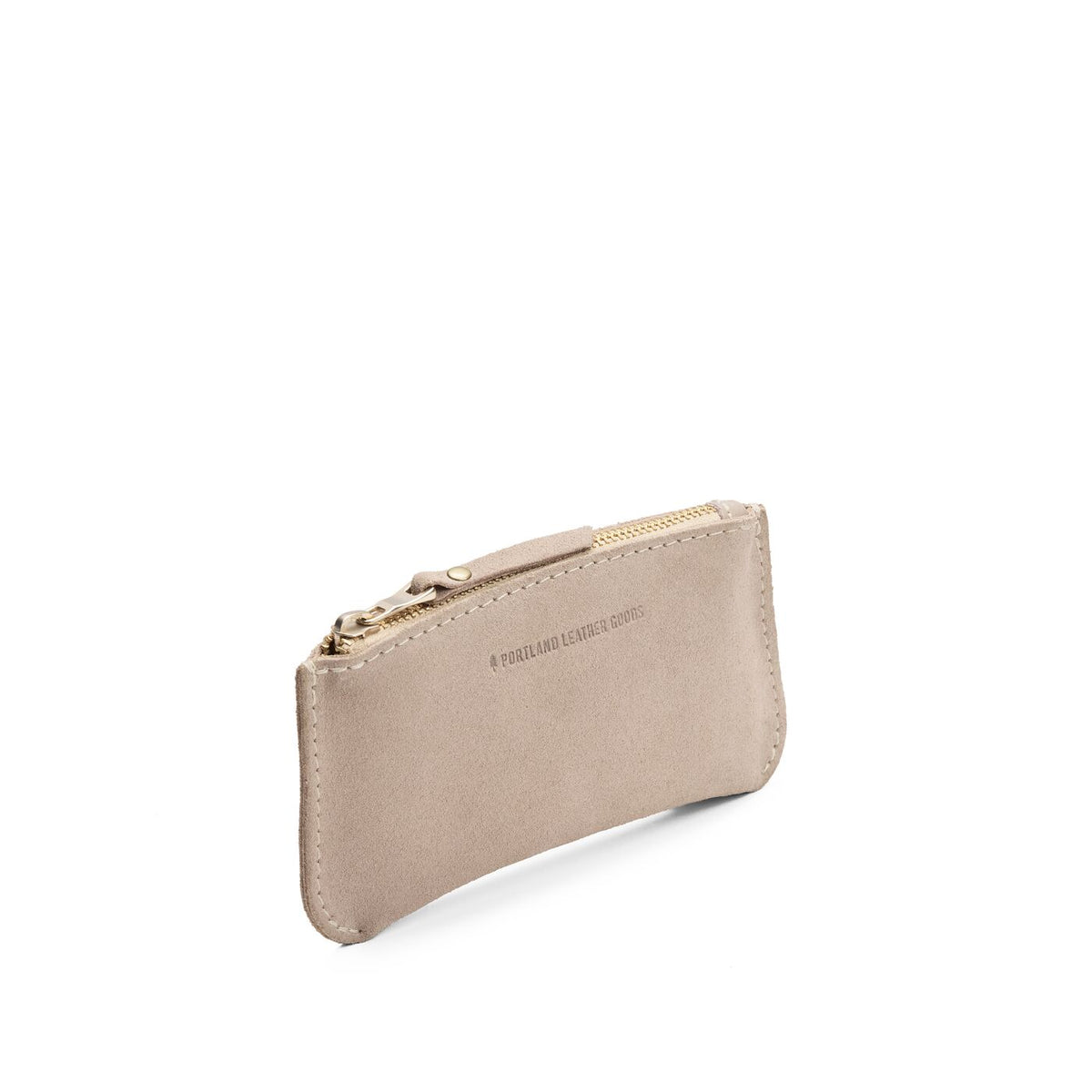 Taupe*Small | Small pouch with a top zipper and unique curved bottom
