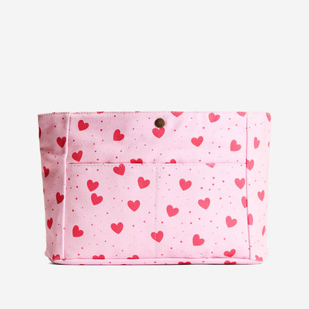 Pink Crush*Classic*Small | Heart printed canvas organizer with pockets