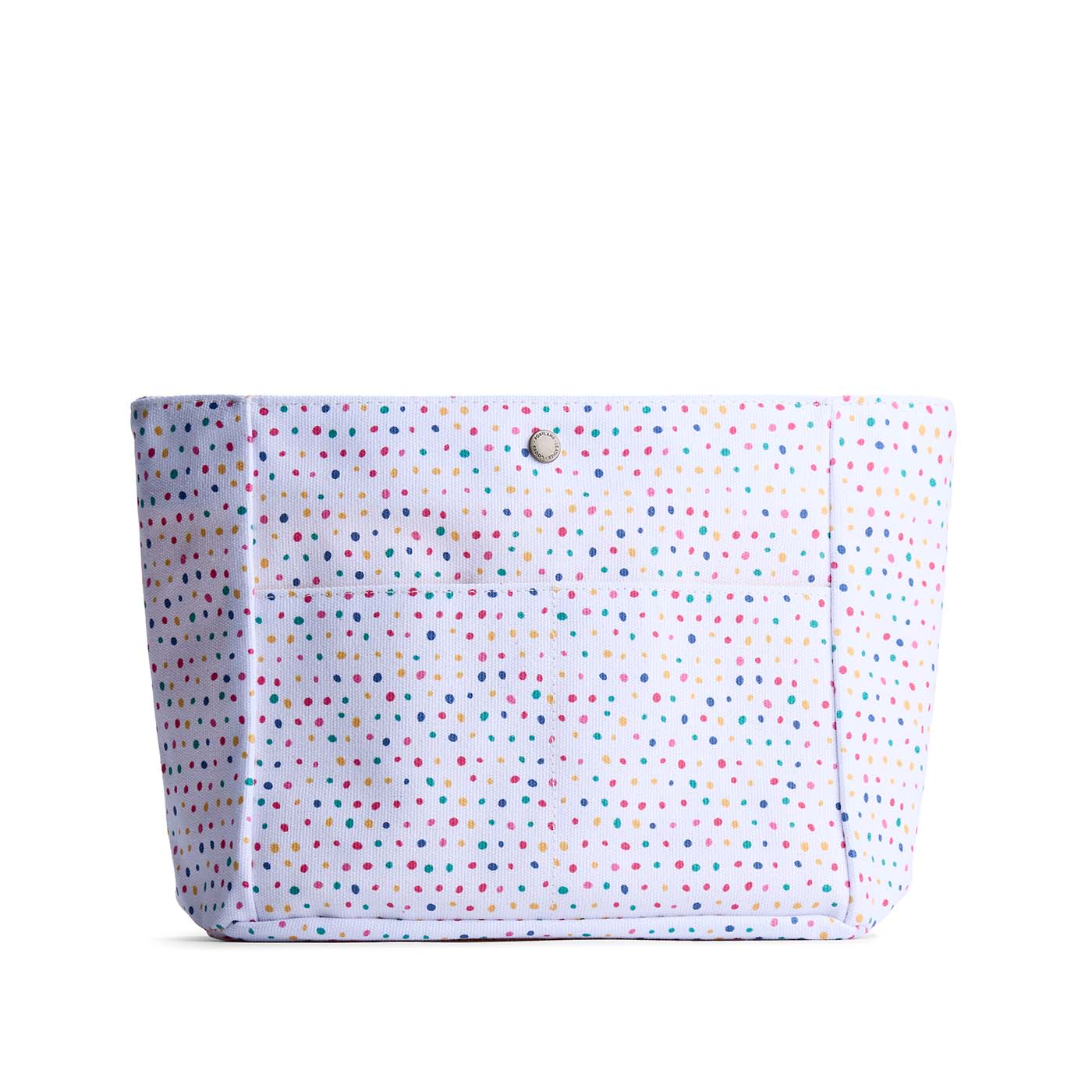 Sprinkles*Classic*Medium | Front of printed canvas organizer with pockets