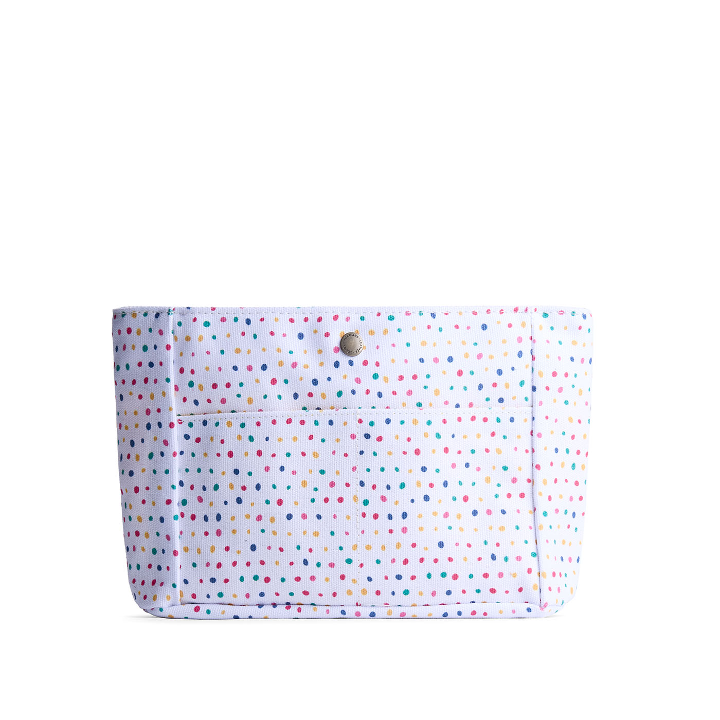 Sprinkles*Classic*Small | Back of printed canvas organizer with pockets