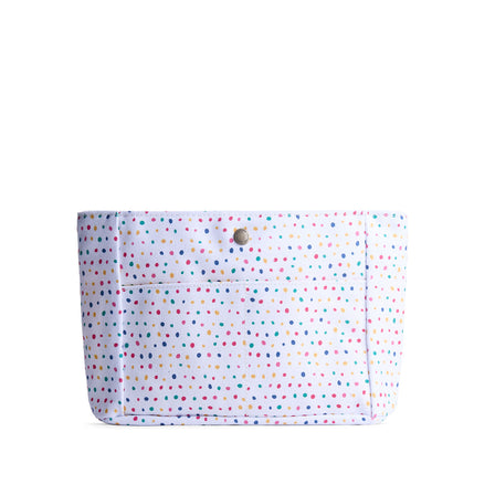 Sprinkles*Classic*Medium | Back of printed canvas organizer with pockets