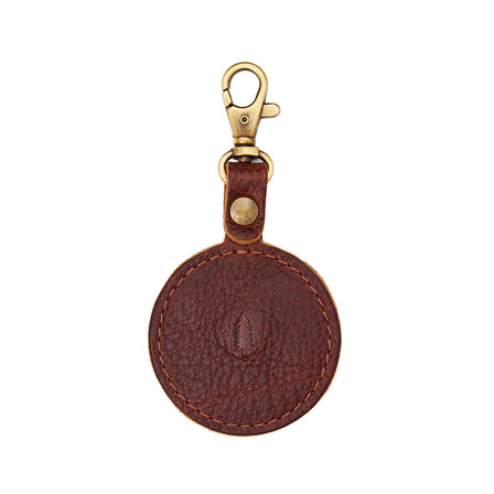 Nutmeg | Circle-shaped airtag holder keychain with a swivel lobster clasp