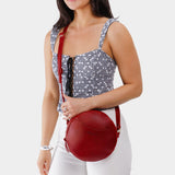 Chili Red Large | Circle shaped crossbody bag with top zipper