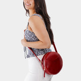 Chili Red Large | Circle shaped crossbody bag with top zipper
