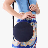 Velvet Blue Large | Circle shaped crossbody bag with top zipper