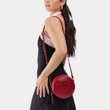 Chili Red Small | Circle shaped crossbody bag with top zipper
