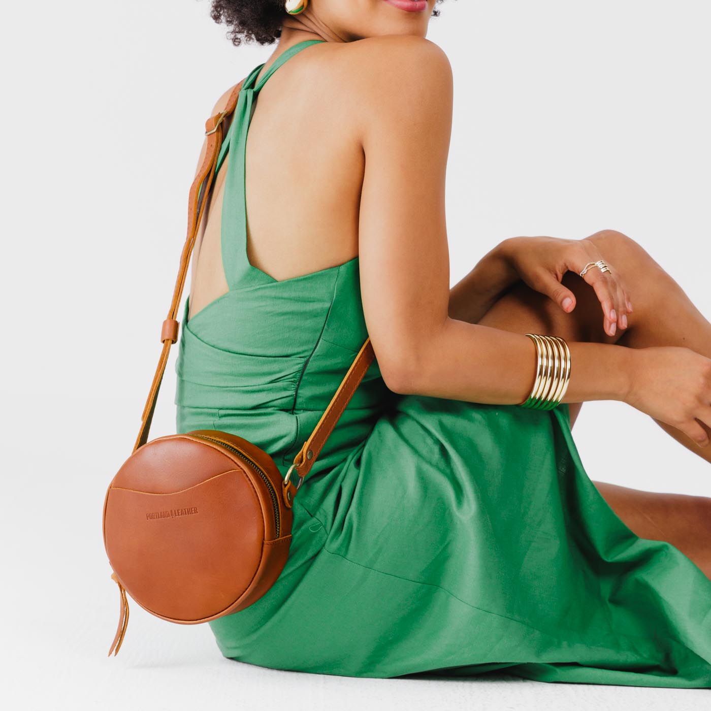 circle leather backpack Circle Crossbody, Honey / Large