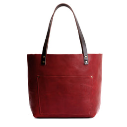 Chili Red*Classic | Large leather tote bag with sturdy bridle handles and front pocket