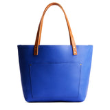 Astro Blue Classic | Large leather tote bag with sturdy bridle handles and front pocket