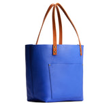 Astro Blue Classic | Large leather tote bag with sturdy bridle handles and front pocket