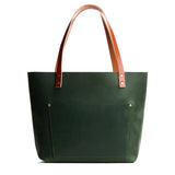 Evergreen Classic | Large leather tote bag with sturdy bridle handles and front pocket