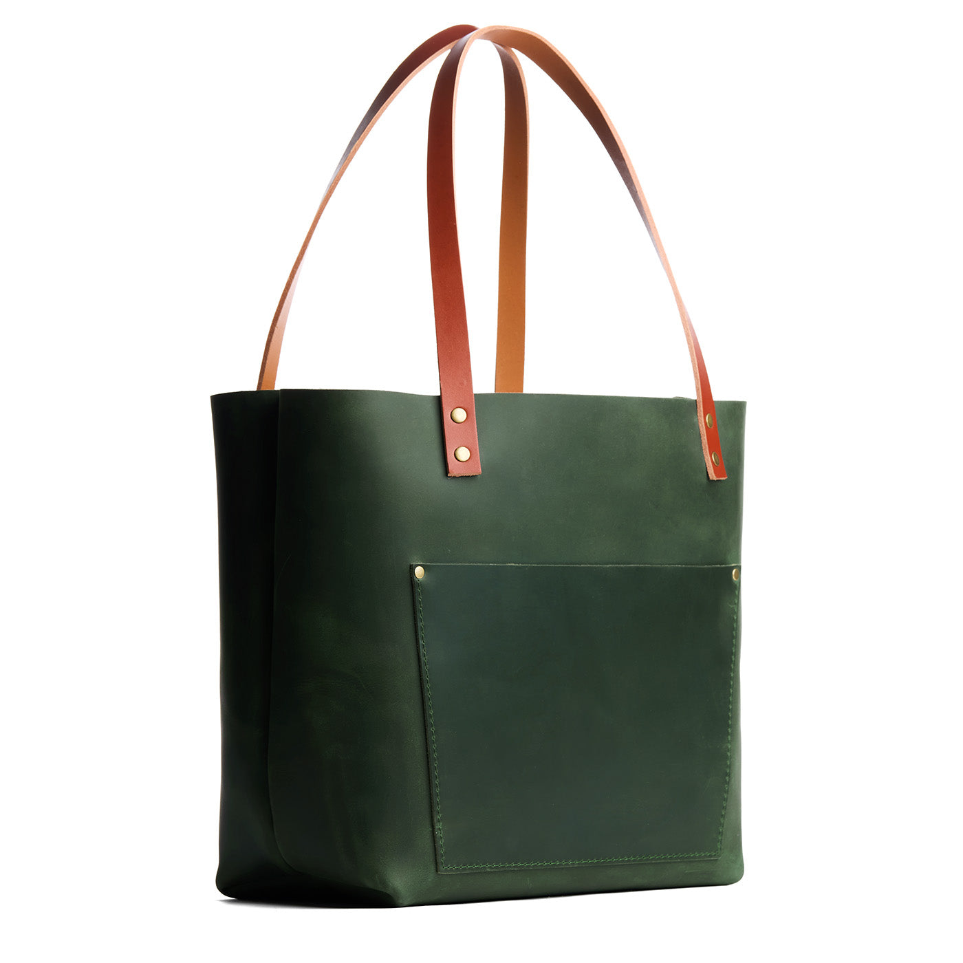Evergreen*Classic | Large leather tote bag with sturdy bridle handles and front pocket