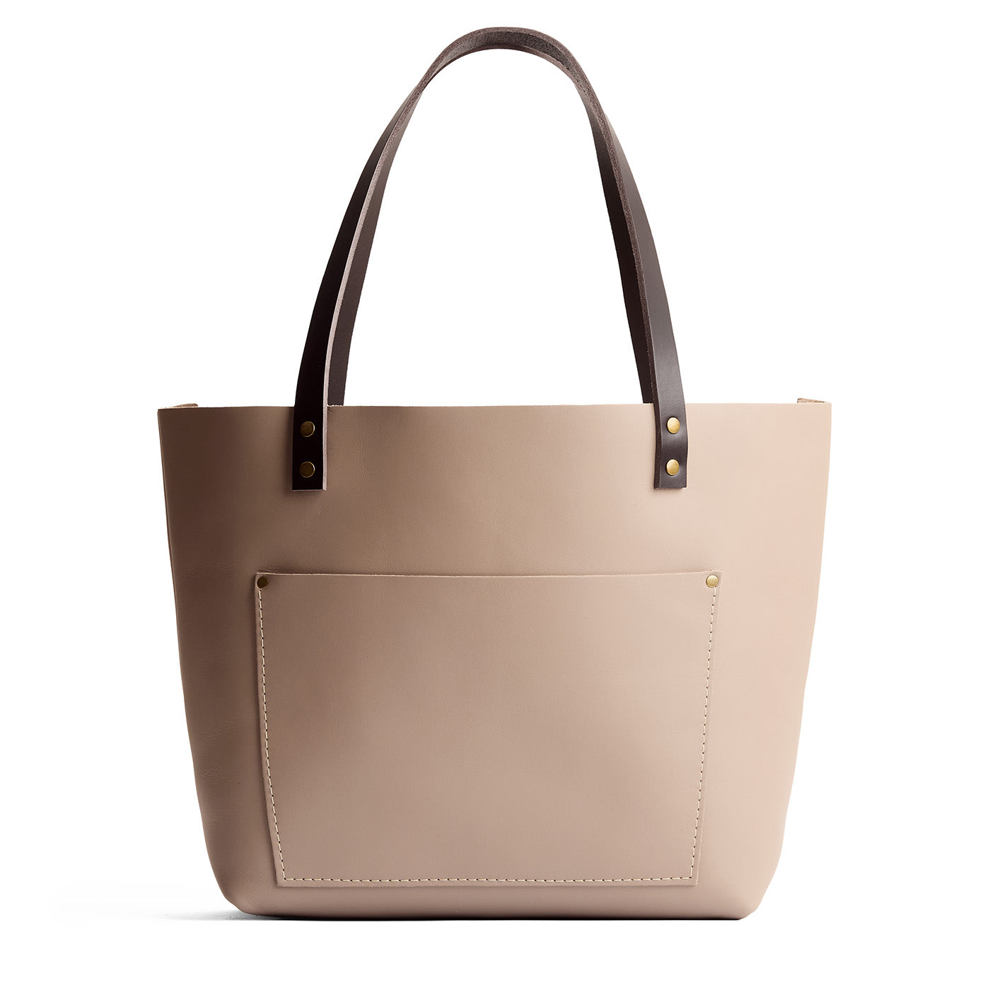 Stone*Classic | Large leather tote bag with sturdy bridle handles and front pocket