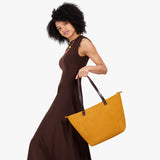 Dijon Zipper | Large leather tote bag with sturdy bridle handles and front pocket