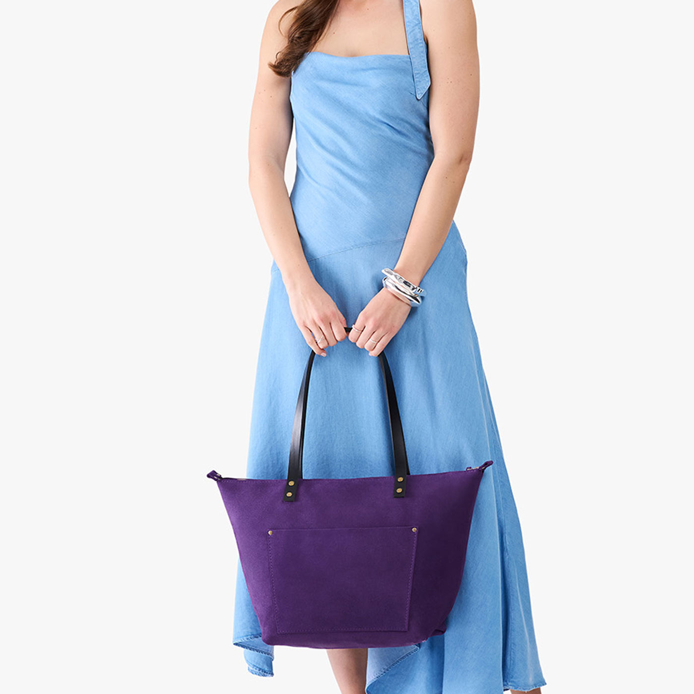 Imperial*Zipper | Large leather tote bag with sturdy bridle handles and front pocket