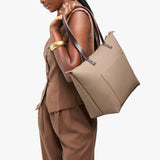 Stone Zipper | Large leather tote bag with sturdy bridle handles and front pocket