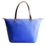 Astro Blue Zipper | Large leather tote bag with sturdy bridle handles and front pocket