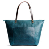 Lagoon Zipper | Large leather tote bag with sturdy bridle handles and front pocket