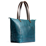 Lagoon Zipper | Large leather tote bag with sturdy bridle handles and front pocket