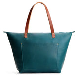 Sea Glass Zipper | Large leather tote bag with sturdy bridle handles and front pocket