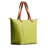 Wasabi Zipper | Large leather tote bag with sturdy bridle handles and front pocket
