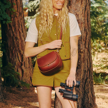 Madrone*Small | Petite leather Crossbody with a flap and magnetic closure
