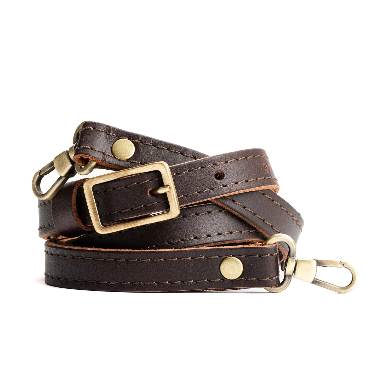 Grizzly | Leather crossbody strap with metal buckle and lever snap swivel clasps