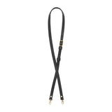 Pebbled--black | Leather crossbody strap with metal buckle and lever snap swivel clasps