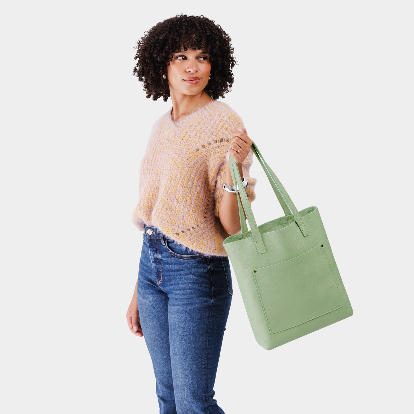 Pistachio*Classic | Medium Tote with dual shoulder straps and crossbody strap