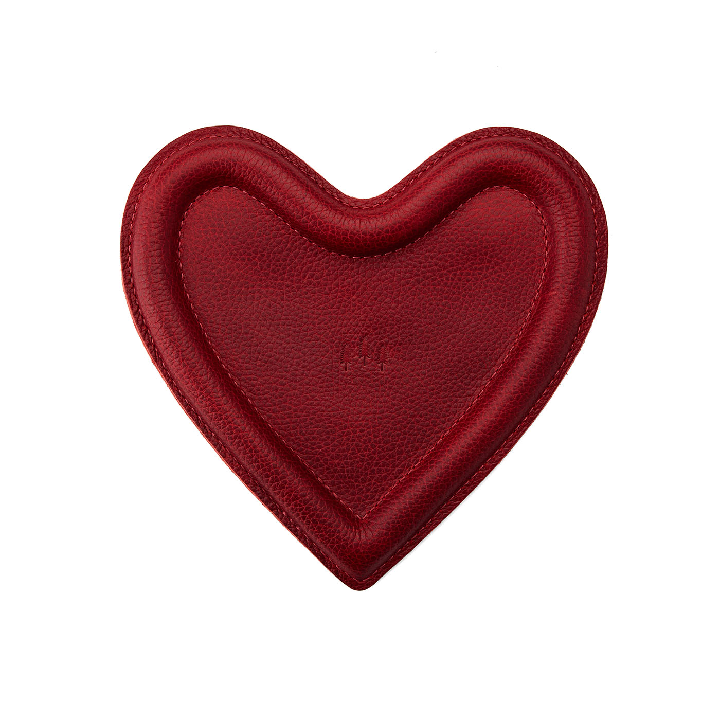 Chili Red | Heart shaped leather tray with stuffed edges 