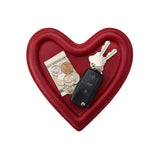 Chili Red | Heart shaped leather tray with stuffed edges 