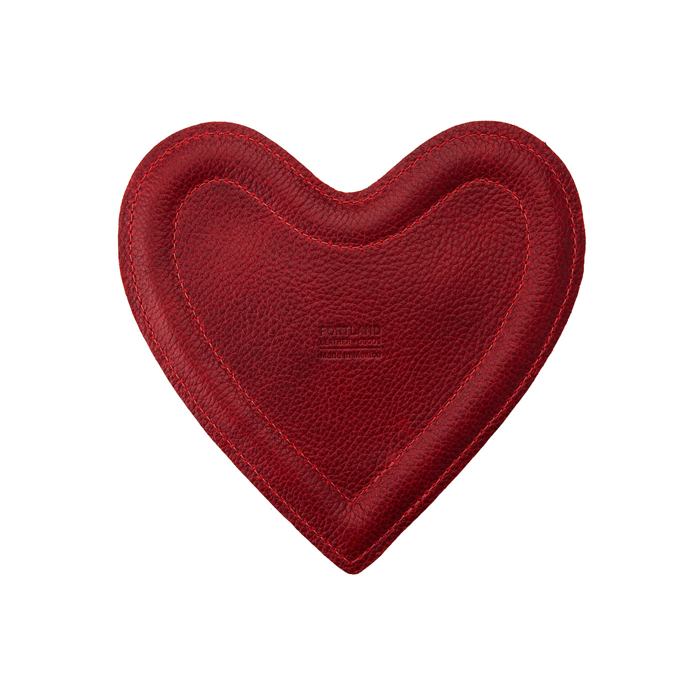 Chili Red | Heart shaped leather tray with stuffed edges 