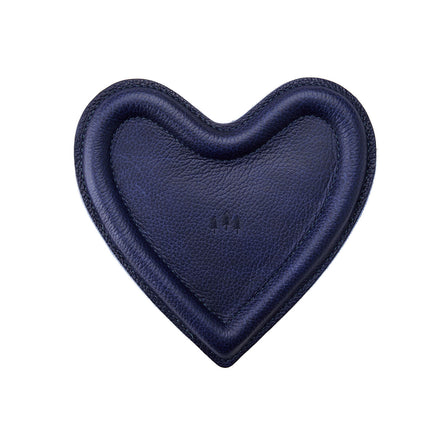 Cobalt | Heart shaped leather tray with stuffed edges 