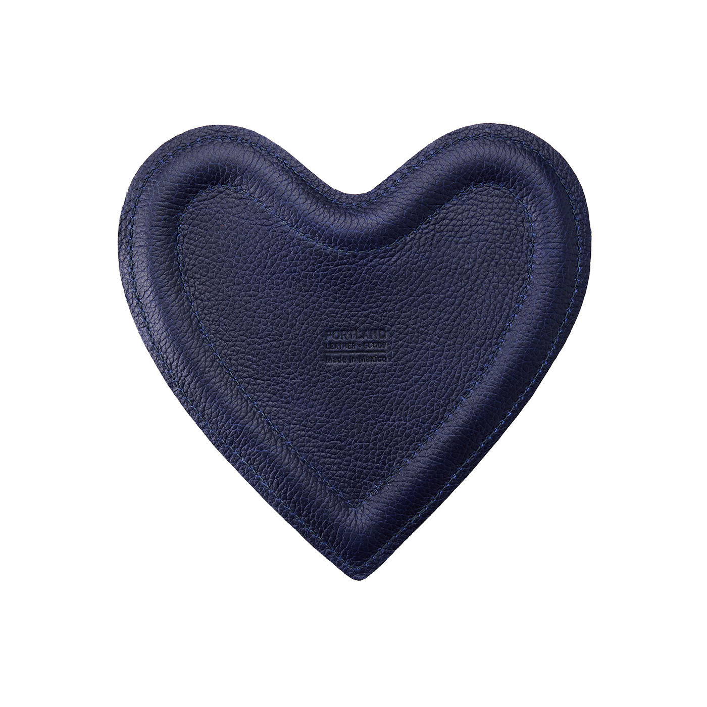 Cobalt | Heart shaped leather tray with stuffed edges 