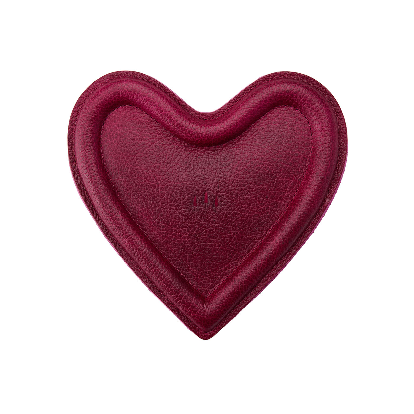 Orchid | Heart shaped leather tray with stuffed edges 
