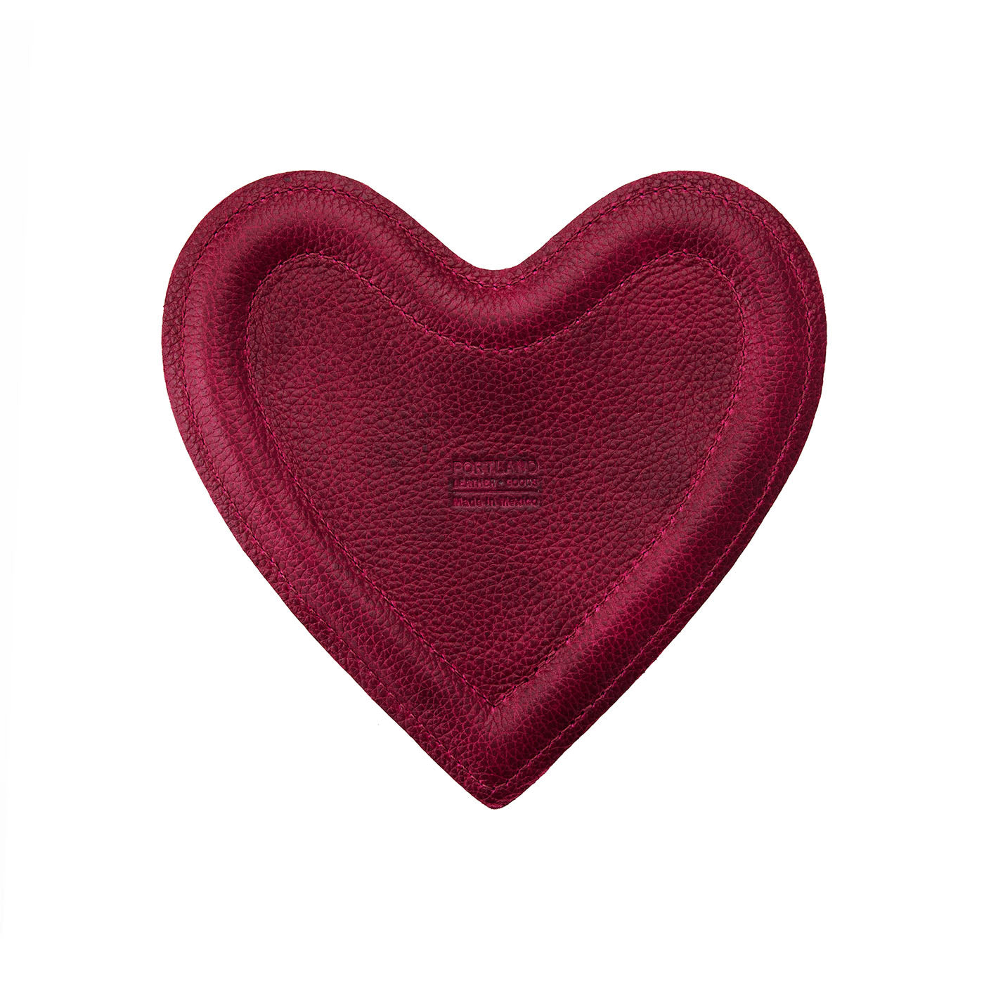 Orchid | Heart shaped leather tray with stuffed edges 