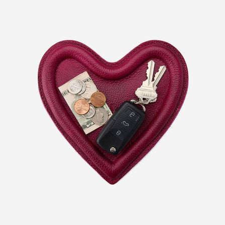 Orchid | Heart shaped leather tray with stuffed edges 