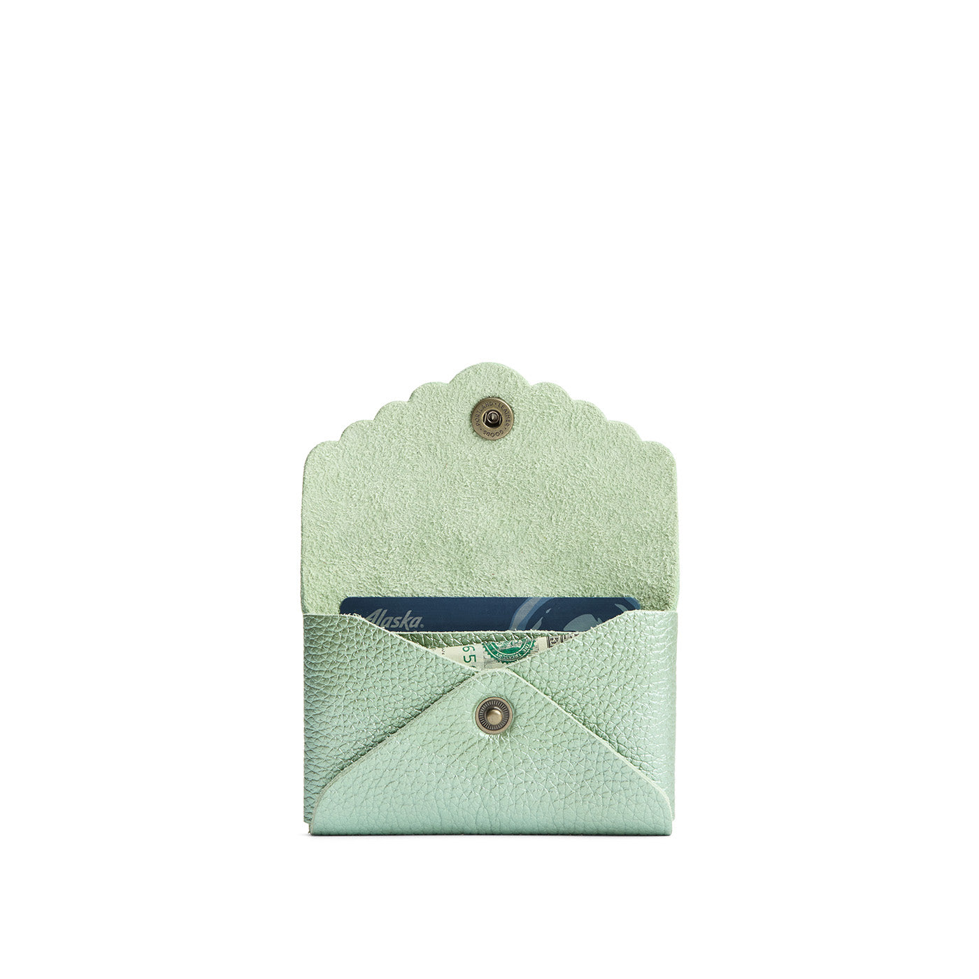 Beetle | Leather card wallet with scalloped edge open