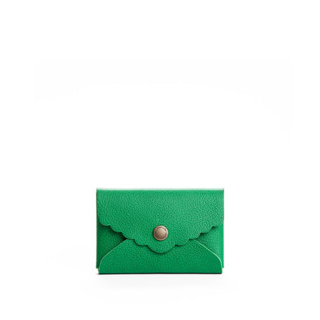 Jolly Green | Leather card wallet with scalloped edge
