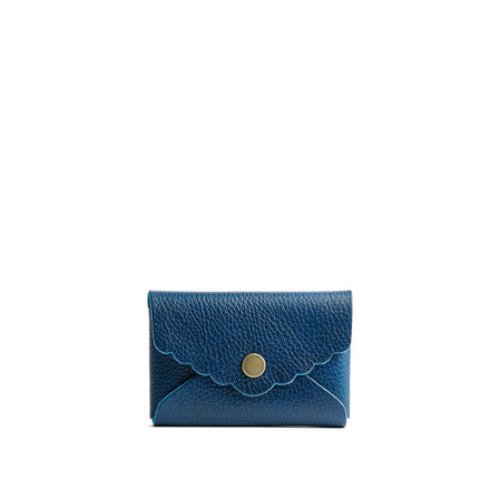 Caspian | Leather card wallet with scalloped edge closed