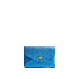 Comet Blue | Leather card wallet with scalloped edge closed