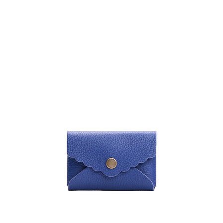 Molino Blue | Leather card wallet with scalloped edge