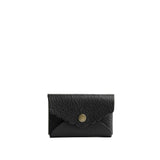 Pebbled--black | Leather card wallet with scalloped edge closed
