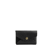 Pebbled--black | Leather card wallet with scalloped edge closed
