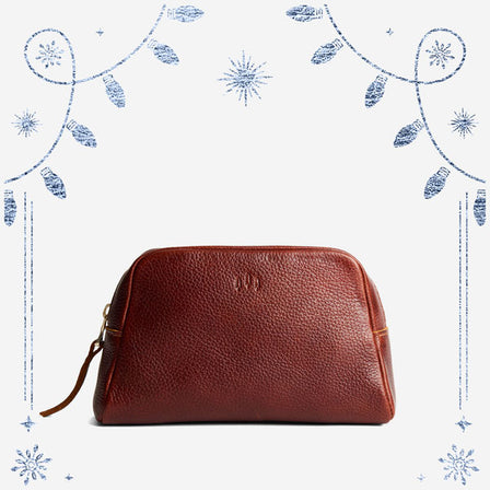 Nutmeg | Trapezoid pouch with leather zipper pull