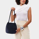 Alaska Blue Classic | Petite bucket shaped tote bag with matching leather handles